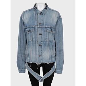 Balenciaga Oversize Denim Logo Blue Jacket Size 36/S
